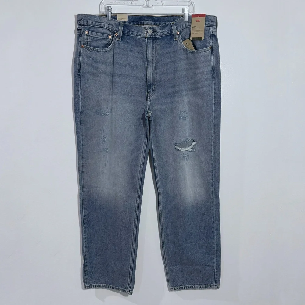 NWT Levi's Men's 550 Relaxed Fit Jeans‎ Distressed 42 x 34 Minimalist Preppy